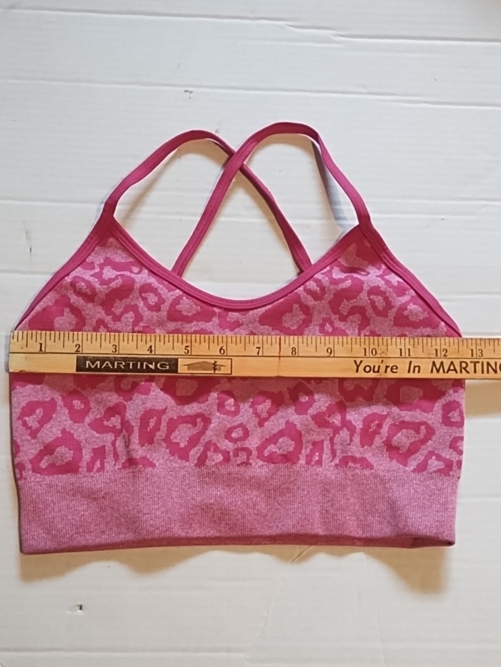 Seamless Pink Leopard Print Bralette - Crisscross Straps - Picture 2 of 5